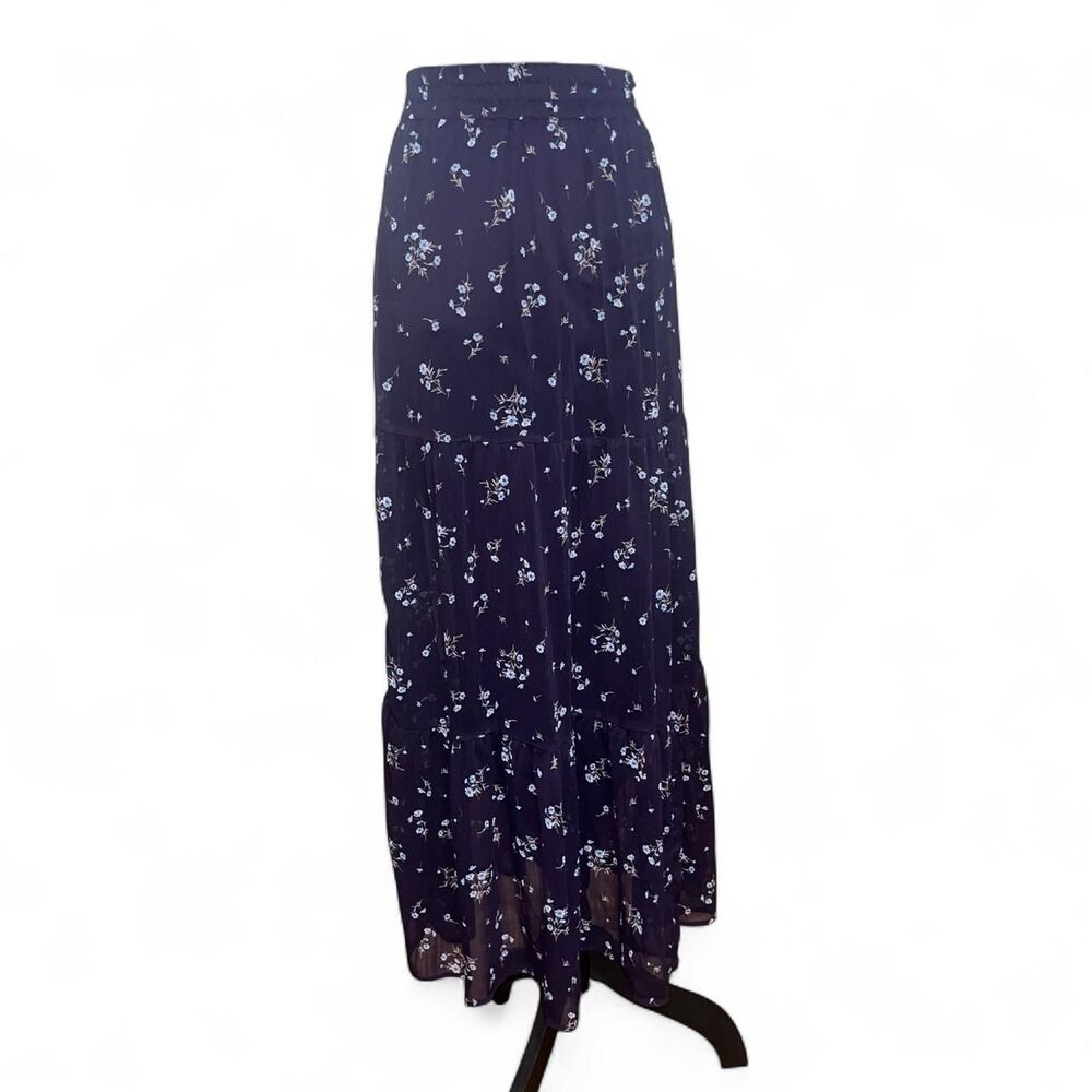 Tamara H. Women’s Navy Floral Tiered Maxi Skirt SZ M